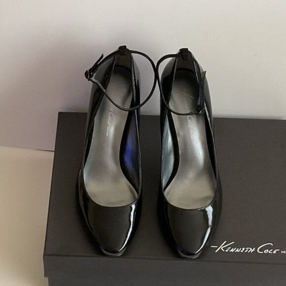 Kenneth Cole Black Patent Leather & Suede Pumps Stiletto Heel Shoes Size 6 - Picture 4 of 12